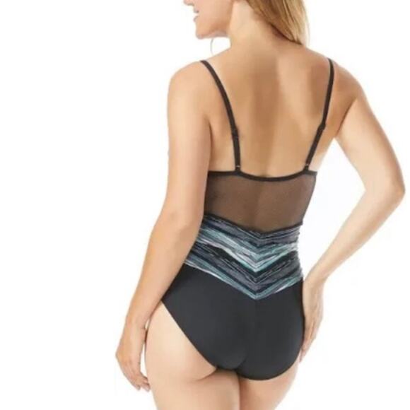 NEW Coco Reef Blue Grotto Sterling V Neck Striped Swimsuit Size 8/32 C/D - Picture 5 of 12
